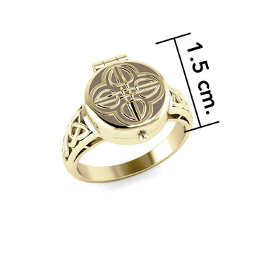 Celtic Knotwork 14 Karat Solid Gold Poison Ring GTR1638 - Jewelry